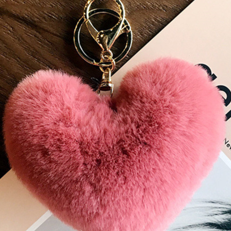 Pink girl's heart-shaped hair ball pendant book bag Pendant Fashion ins Plush key chain car key chain