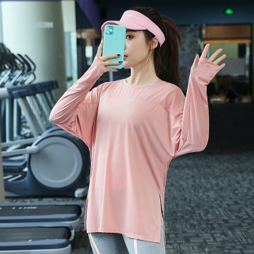 Plus Size L-4XL Long Sleeve Women Yoga Shirts Loose Gym Clothing Sportswear Quick-Dry Fitness Shirts Sport Yoga large Crop Tops