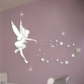 Wallpaper 3D Fairy Blown Star Plastic Mirror Wall Girls Room Elf Sprinkles Stars Stickers Green Wall Home Decoration Wallpaper