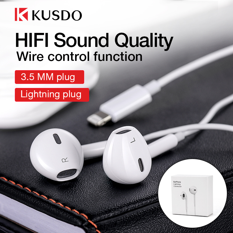 Lighting Earphone Wired Headphones HiFi Stereo Earbuds Music Headset With Mic For Apple iPhone 7 8 Plus 11 Pro X XS Max XR iPad