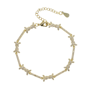 cz barbed wire bracelet micro pave cubic zirconia adjust chain 15+4cm fashion women jewelry
