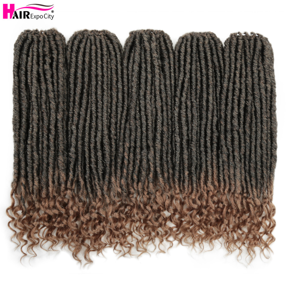 20" Goddess Faux Locs Crochet Hair Synthetic Braiding Hair Extensions With Curly Ends New Stytle 24Stands/Pack Hair Expo City