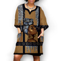 Women Dresses Fashion African Vintage Print Middle Sleeve V Neck Casual Mini Dress Undefined Robe Longue Femme Ete Femme Robe