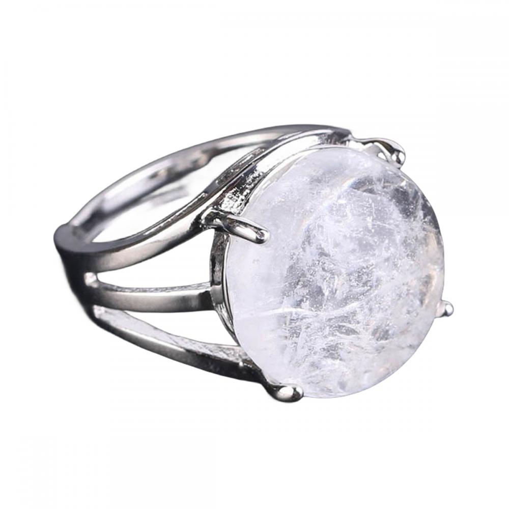 Gemstone Crystal Adjustable Ring Natural Stone Quartz Rings for Women Men Amethyst Tiger eye Charm Rings Anniversary Birthday