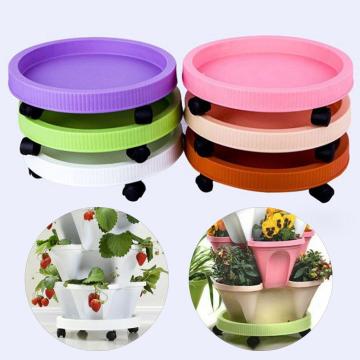 Round Tray Saucers Removable Flower Pot Tray Wheels Bottom Tray Plant Base Water Drip Holder Garden Supply Reusable Plant Stand