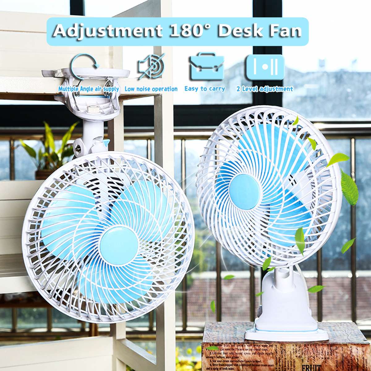 220V 180 Degree Adjustable Mini Desktop Fan High-Speed Air Desk and Clip On Fan With Fan Head Clamp For Dormitory Office