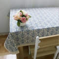 Blue Flower Retro Lace Tablecloth Chinese Style Cotton Table cloth Rectangular Dinning Table cloth for table Picnic