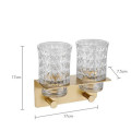 Cup & Tumbler Holder Brass Toothbrush & Glass Gargle Cup Rack Bathroom Shelf With Hook Wall Mounted Bath Hardware Brushed gold