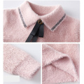 Mink Velvet Girls Sweaters Bottoming Shirt Kids Long Sleeve College Style Clothing Winter Clothes With Bow Tie Knitwear Outfits