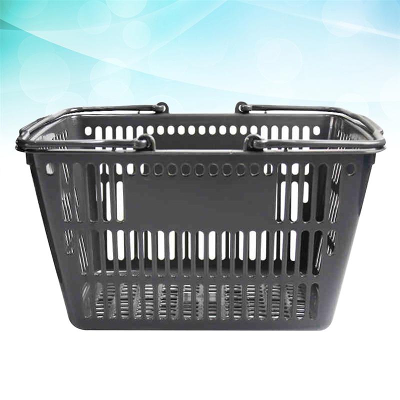 Plastic Storage Basket Portable Kitchen Vegetable Seasoning Basket Double Handles Supermarket Shopping Basket