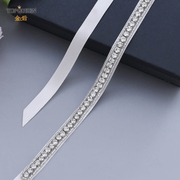 TOPQUEEN S217 Belt for Wedding Dress Diamond Appliques for Wedding Dress Evening Party Dresses Fast Delivery Thin Beaded Belts