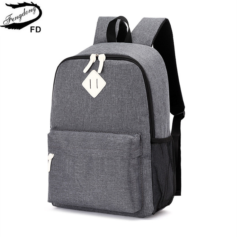 Fengdong school bags for boys minimalist canvas school backpack student book bag lightweight sports backpack for teenagers