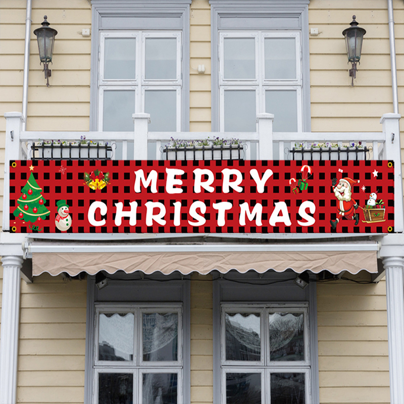 Merry Christmas Banner Large Xmas Sign Holiday Decorations Huge Xmas House Home Outdoor Party Decoration Flags Banners