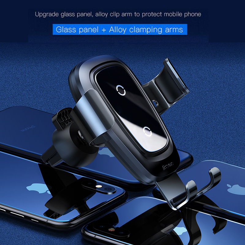 Baseus Qi Wireless Charger Car Phone Holder For iPhone Samsung Huawei Air Vent Mount Phone Car Holder Stand Bracket Car Accesori