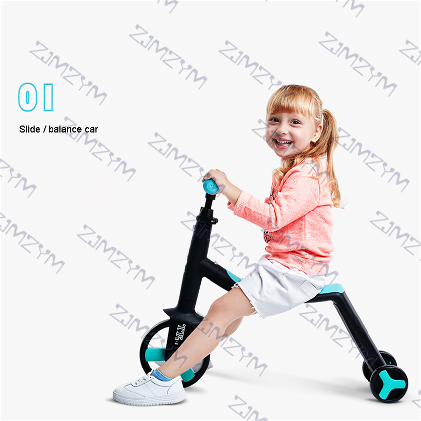 TF3-1 Children's Foot Scooter 3 In 1 Function Kick Board Scooter Balance Bicycle Pu Wheel Folding Baby Tricycle Birthday Gift
