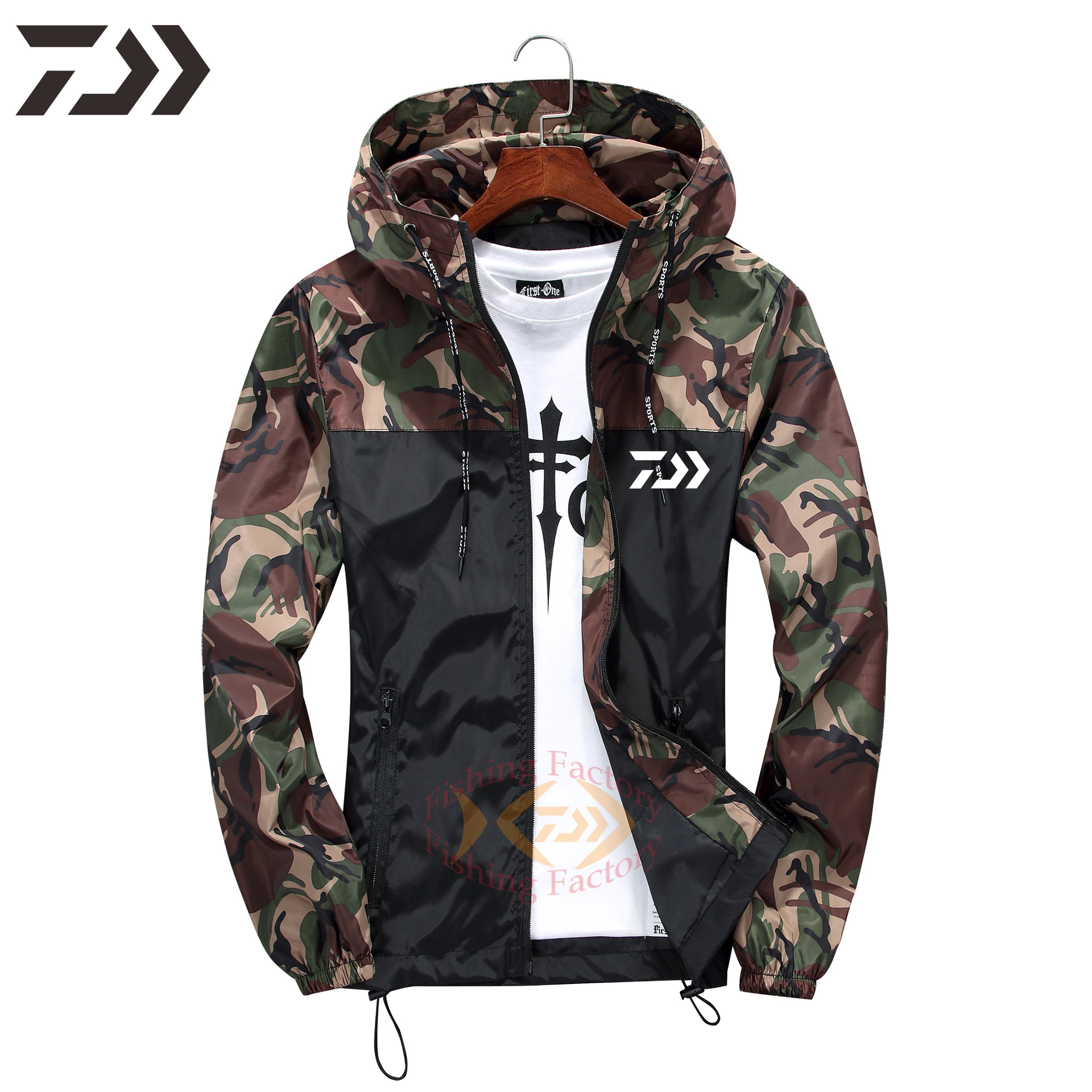 Daiwa Fishing Shirts Ultrathin Hooded Casual Outdoor Sport Wear Quick Dry Fishing Jackets Camouflage Sport Fishing Clothes