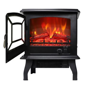 Newest 17 inch 1400w Freestanding Electric Fireplace Stove Indoor Heater For Winter Have a Temperature Control Knob with NTC