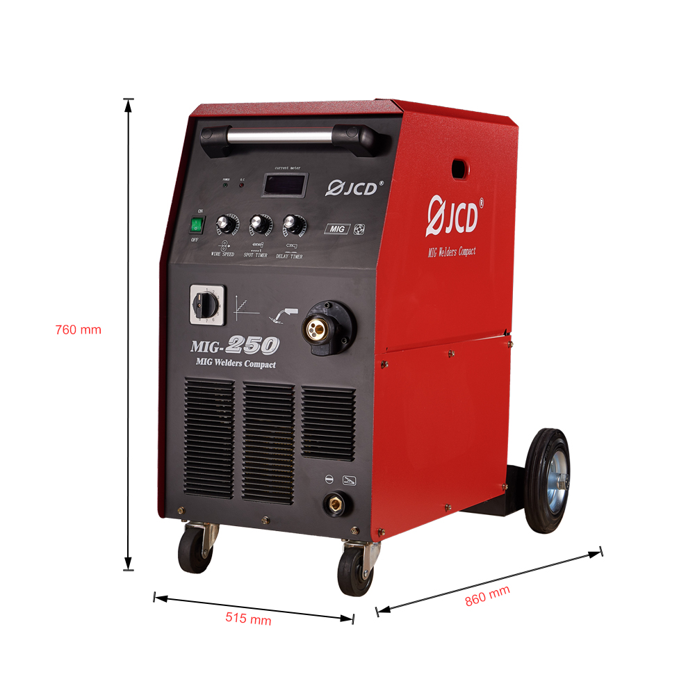 JCD Mig Inverter Welder IGBT Single Phase Gas Welding Machine for Stainless Steel 0.8-1mm Welding MIG-250 Metal Soldering Tool