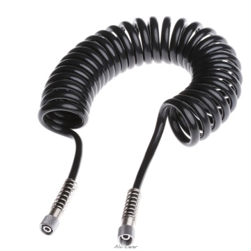 4 x 6mm Flexible PU Recoil Hose Spring Tube Black For Compressor Air Tool New