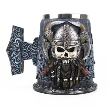 Danegeld Tankard Mug Viking Unique design Mugs Stainless Steel Insert Resin Beer Cup party Halloween gift