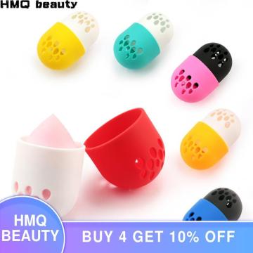 1 pcs makeup sponge holders puff Storage Box Capsule Unique Soft Silicone Breathable Cosmetic Sponge Drying Case Egg Puff Holder