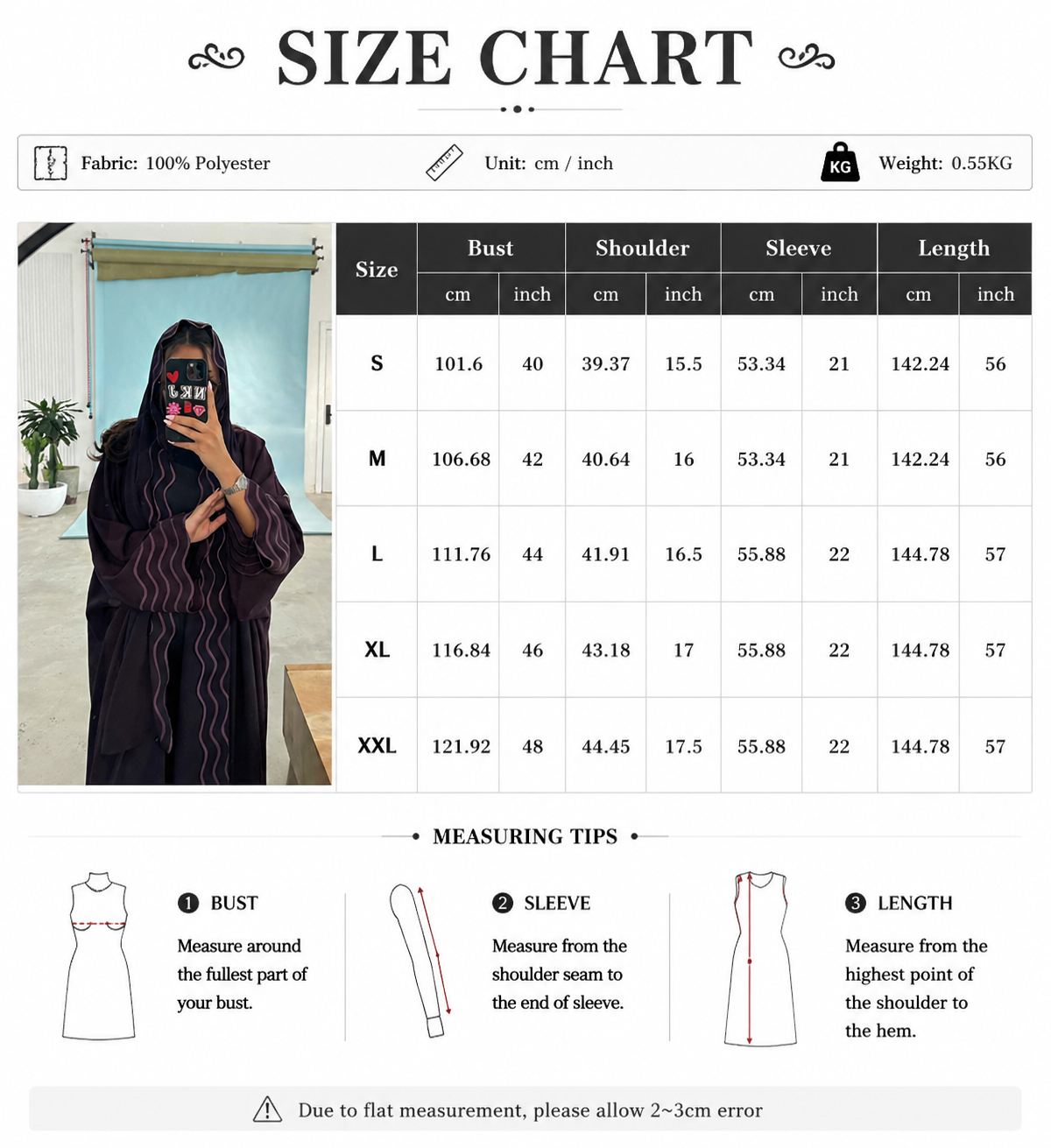 Open Abaya Set with Hijab for Muslim Women