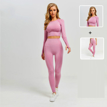 AF Woman Workout Clothes Seamless Yoga Suit Fitness Clothes Gym Set Long Sleeve Top and Leggings Set Women Sports Suits Yoga Set