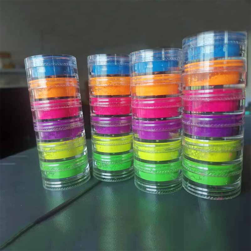 Neon Phosphor Pigment Powder Set Fluorescent Nail Glitter Eye Powder Manicure Decoration Nail Art Dust Pigment Paillettes