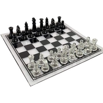 35*35CM Large Acrylic Chess Board Anti-Broken Elegant Glass Chess Pieces Chess Game Chess Set Game(Checkerboard Is Not Glass)