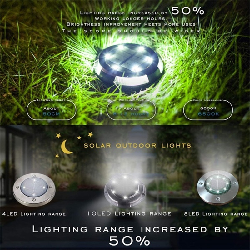 10 LED Solar Powered Buried Light Under Ground Lamp Outdoor Path Way Garden Decking Underground Decking Light Landscape Lights