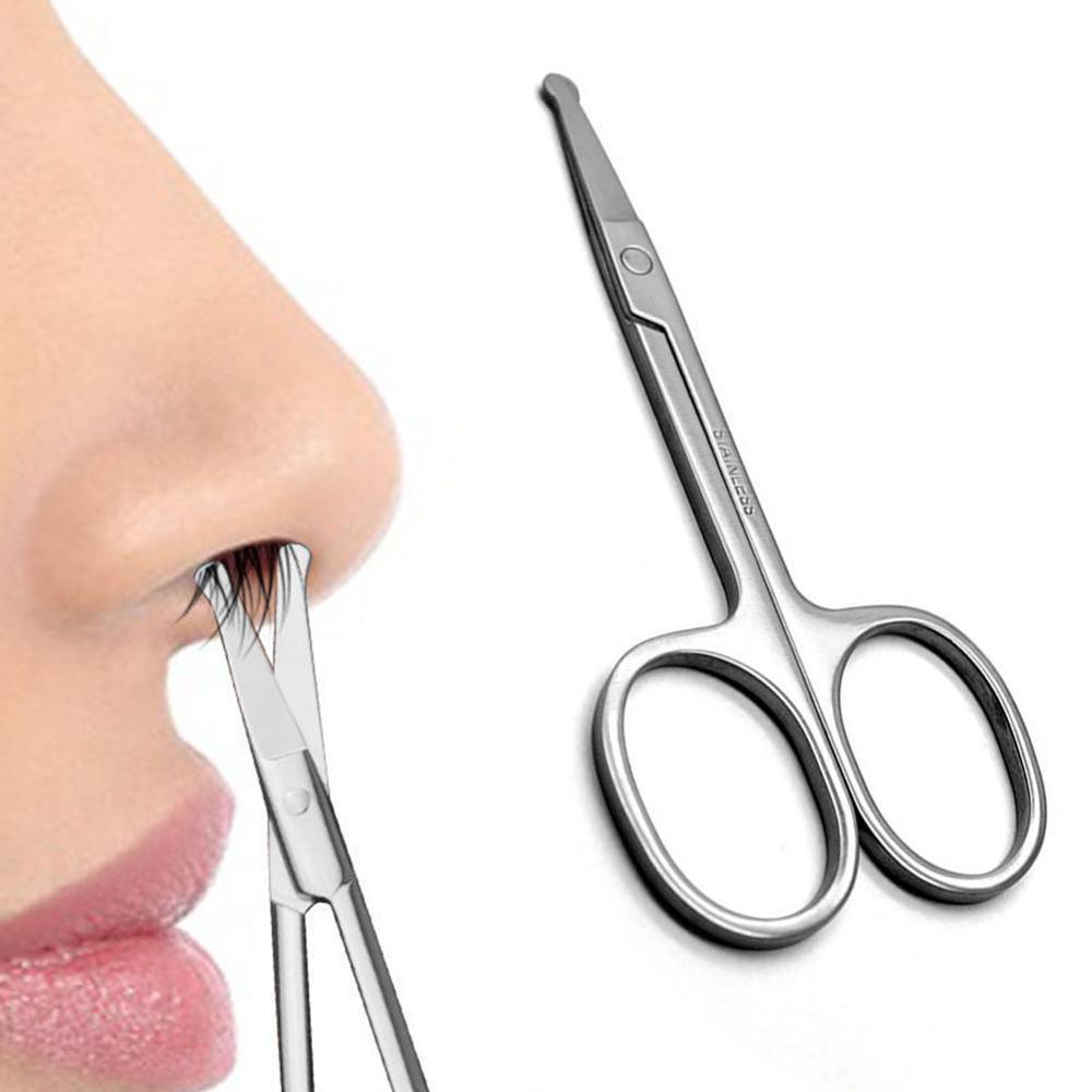 1pc Stainless Steel Makeup Scissors Small Nose Hair Scissor Rounded Eyebrow Eyelashes Epilator Face Hair Removal Tools