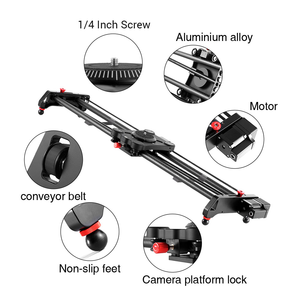 GVM GR-120QD 120cm Motorized Photography Camera Slider Track Dolly Video Stabilizer Rail Carbon Fiber & Aluminum Alloy Material