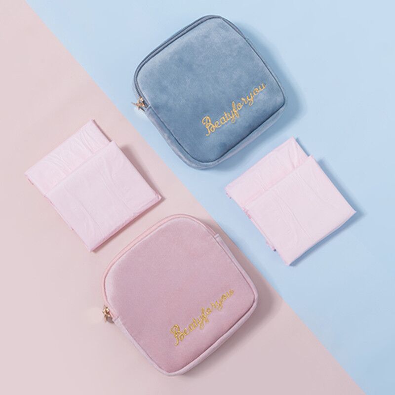 Diaper Sanitary Napkin Storage Bag Canvas Pad Makeup Bag Coin Purse Jewelry Organizer Credit Card Pouch Case Tampon Packaging