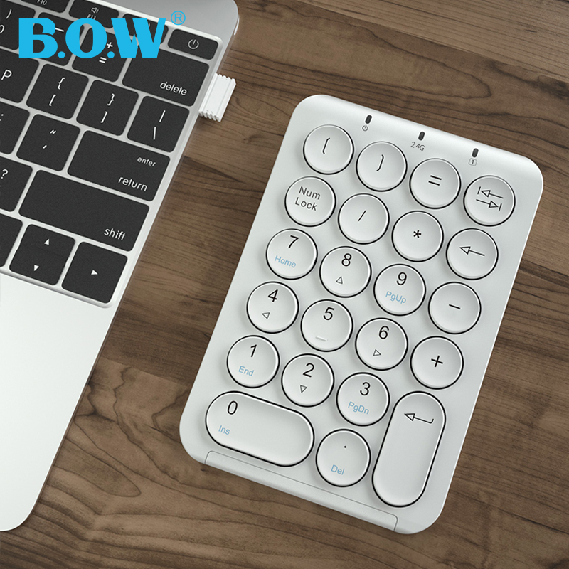 B.O.W Portable Slim Mini Number Pad,22 Keys 2.4Ghz Wireless USB Numeric Keypad Keyboard for Laptop Desktop PC Notebook