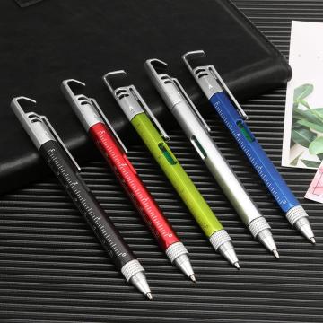 5 in 1 Ball-point Pen+Mobile Phone Bracket+Screwdriver+Level Ruler Measuring Pen+Scale Multi-function Pen 5 Color Ball-point Pen