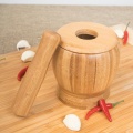 Pestle Grinding Bowl Set Bamboo Mortar And Pestle Pedestal Bowl Garlic Pot Spice Pepper Mill Tools Kitchen Tools