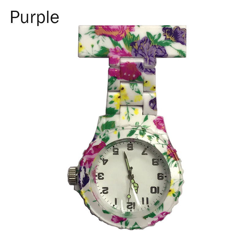 Colorful Silicone Round Dial Quartz Pocket Nurse Watch Quartz Brooch Doctor Nurse Hanging Watches LXH