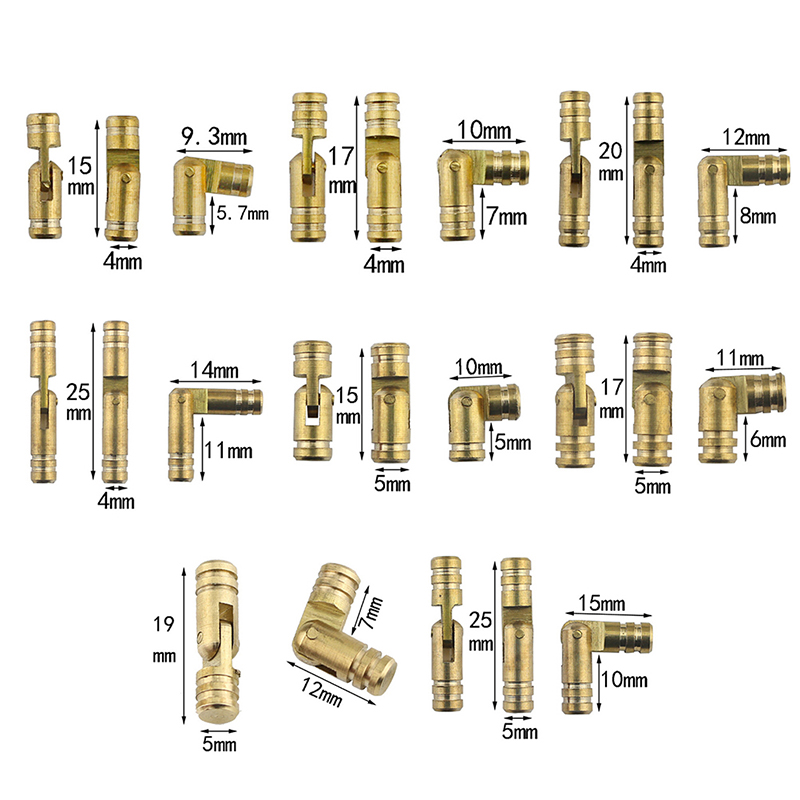 10Pcs 20*4mm Copper Barrel Hinges Cylindrical Hidden Cabinet Concealed Invisible Brass Hinges For Furniture Hardware