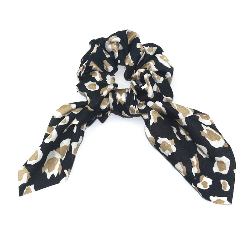 Hair Ties For Women Leopard Print Chiffon Scrunchies Large Size Know Elastic Hair Bands Hair Loops Ribbon Hair Accessories
