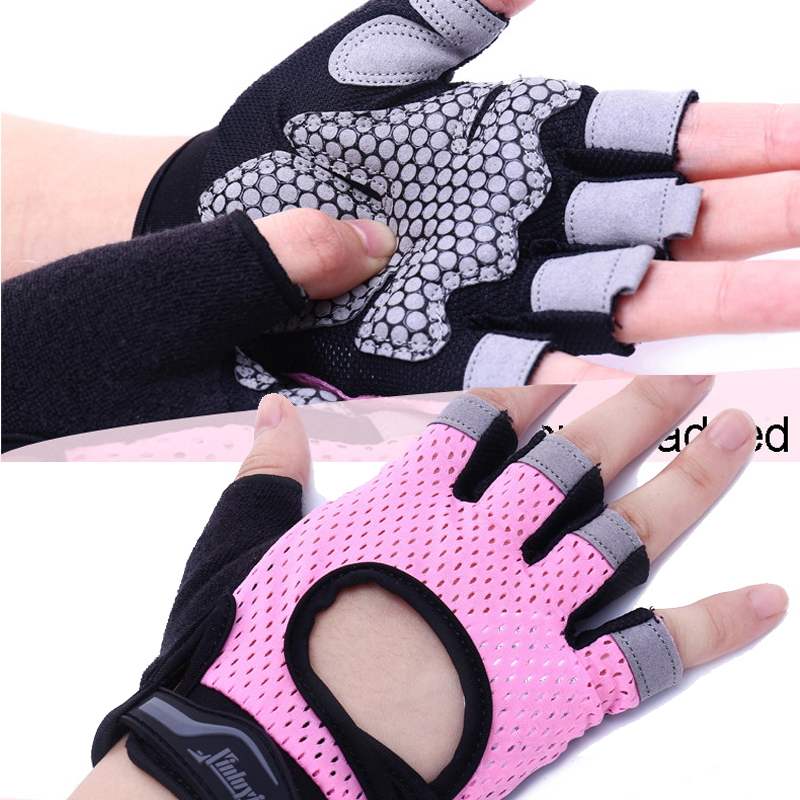XinLuYing Body Building Fitness Gloves Half Finger women men Wearable Weightlifting Gloves Gym Training Bike Cycling Pink XS S