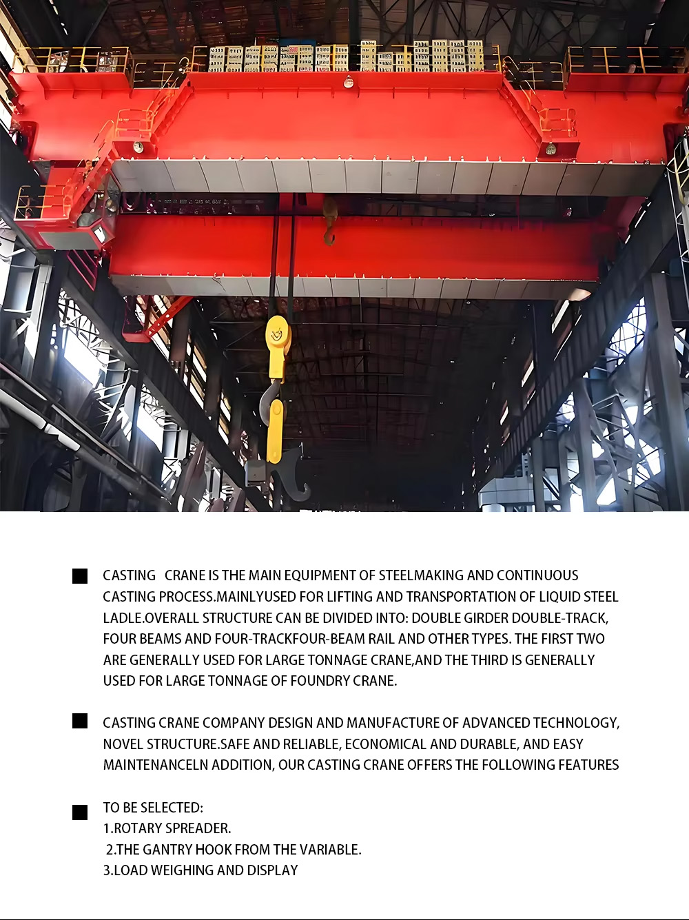 crane for metallurgy