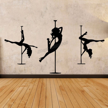 Sexy Girls Silhouette Wall Decals Pole Dance Girls Wall Sticker Vinyl Decal Mural Art Home Bedroom Decoration Accessories B218