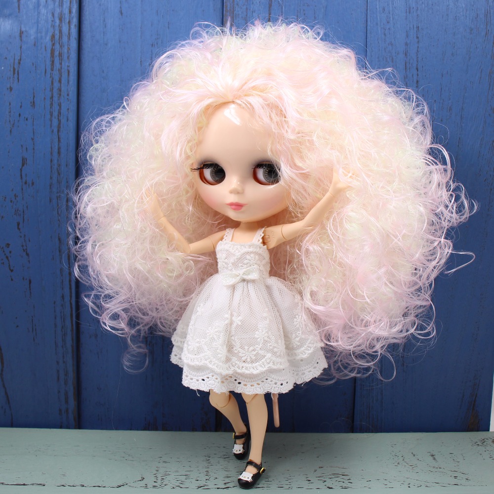 ICY DBS Blyth Doll 1/6 bjd pink mix yellow hair natural skin joint body shiny face 30cm nude doll