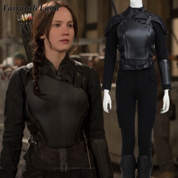 The Hunger Games Katniss Everdeen Cosplay Costume Halloween Superhero Outfit for Adult black Katniss Everdeen Costume Fancy Suit