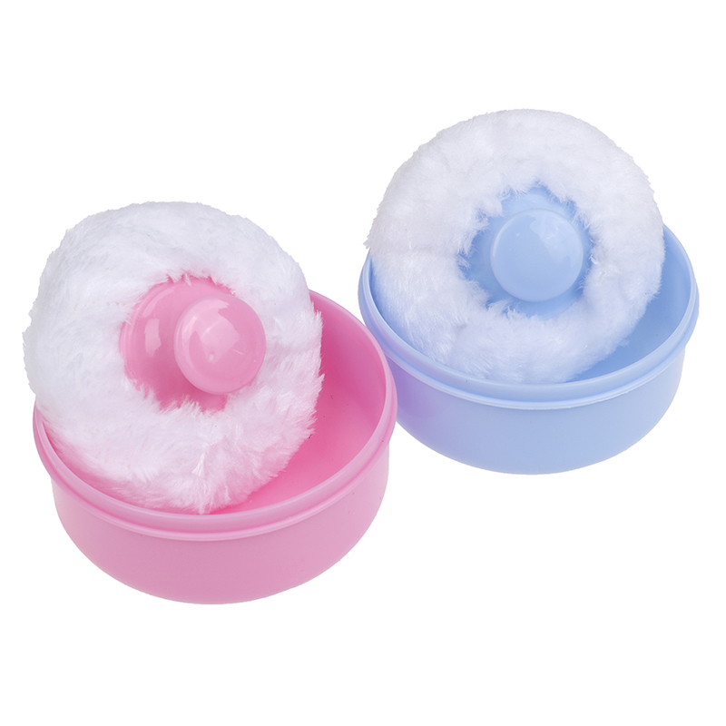 New High Quality Baby Soft Face Body Cosmetic Powder Puff talcum powder Sponge Box Case Container 1PCS Wholesale