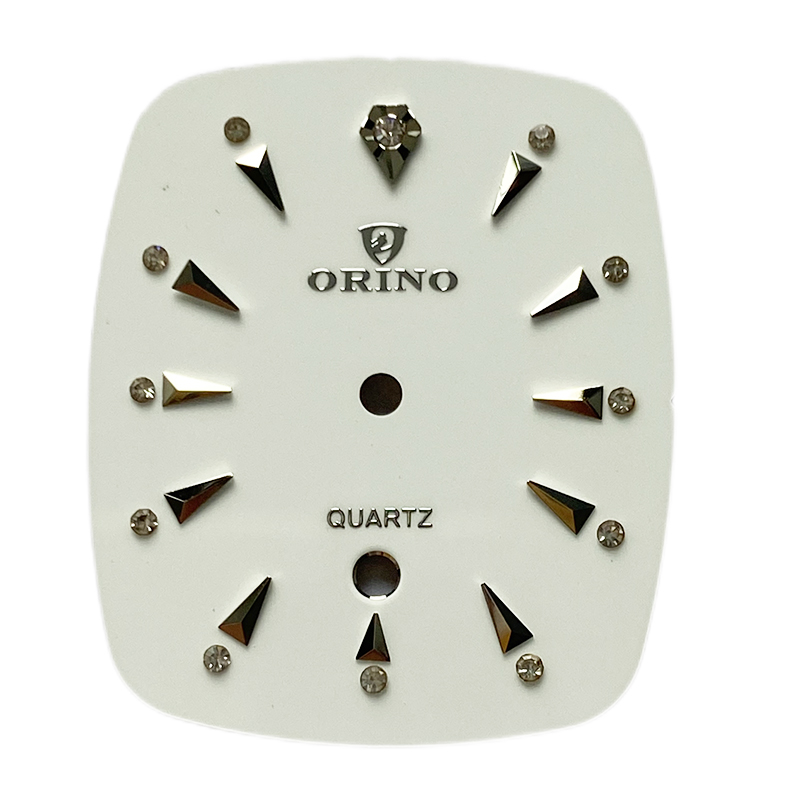 business watch dial with stones hour markers
