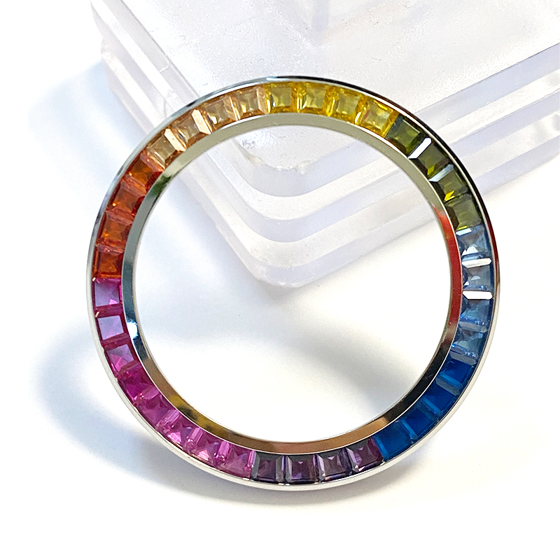 Colors stones setting on watch bezel