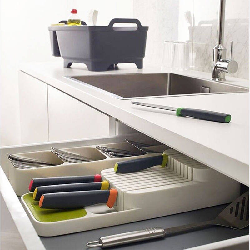 Kitchen Cutlery Storage Tray Kitchen Knife holder Organizer Kitchen Container Spoon Fork Storage Separation Knife Block Holder