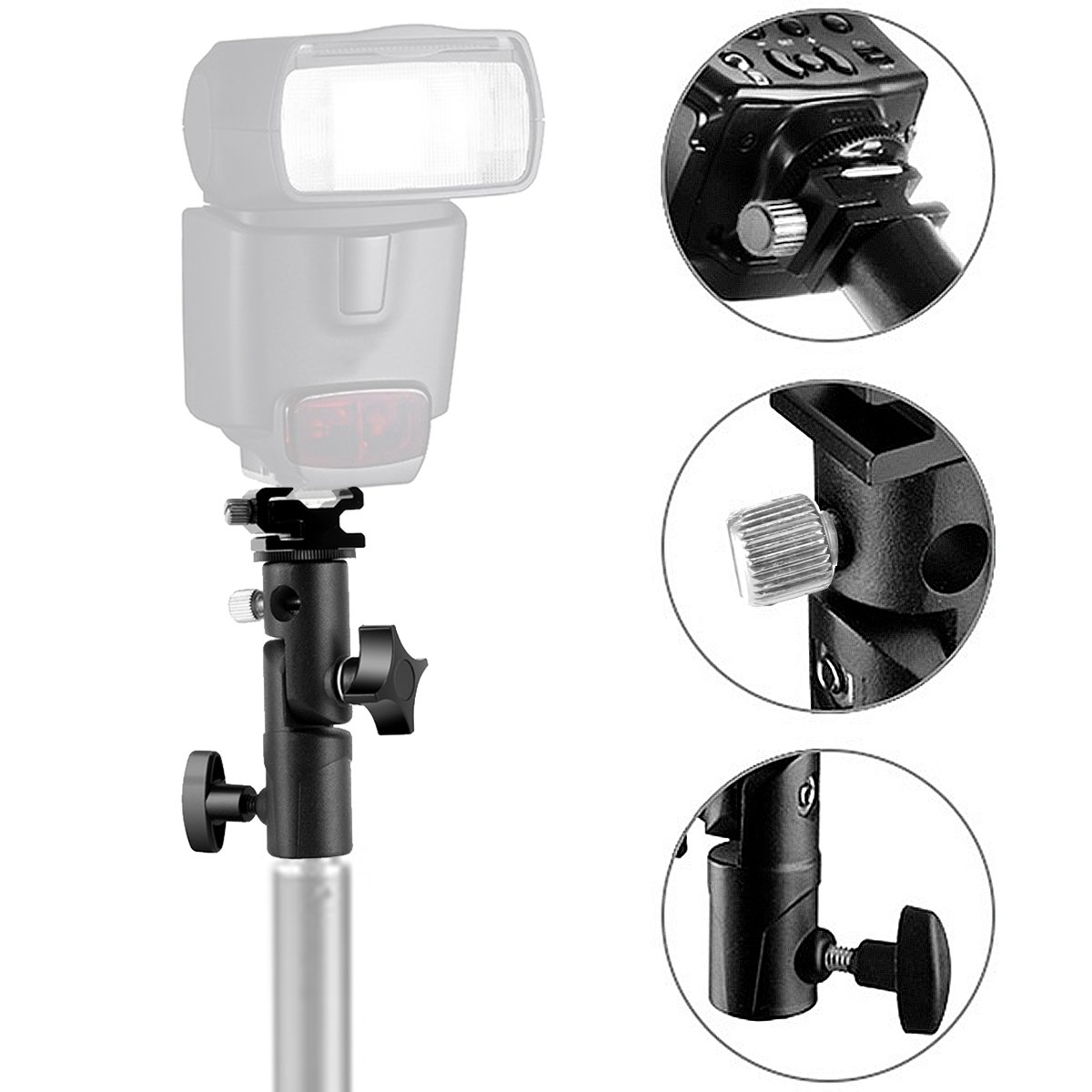 Camera Flash Speedlite Mount, Professional Camera Swivel Light Stand Bracket Umbrella Holder Shoe Mount For Canon Ni-kon Pentax