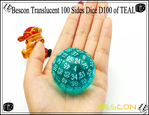 Bescon Translucent 100 Sides Dice D100 of TEAL-1